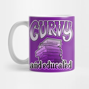 Curvy and educated, stack of purple books Mug